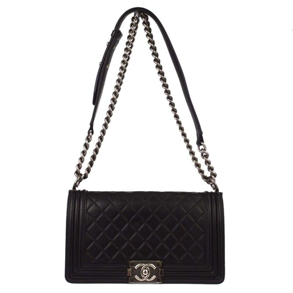 Chanel Boy Flap Quilted Lambskin Black Leather Handbag